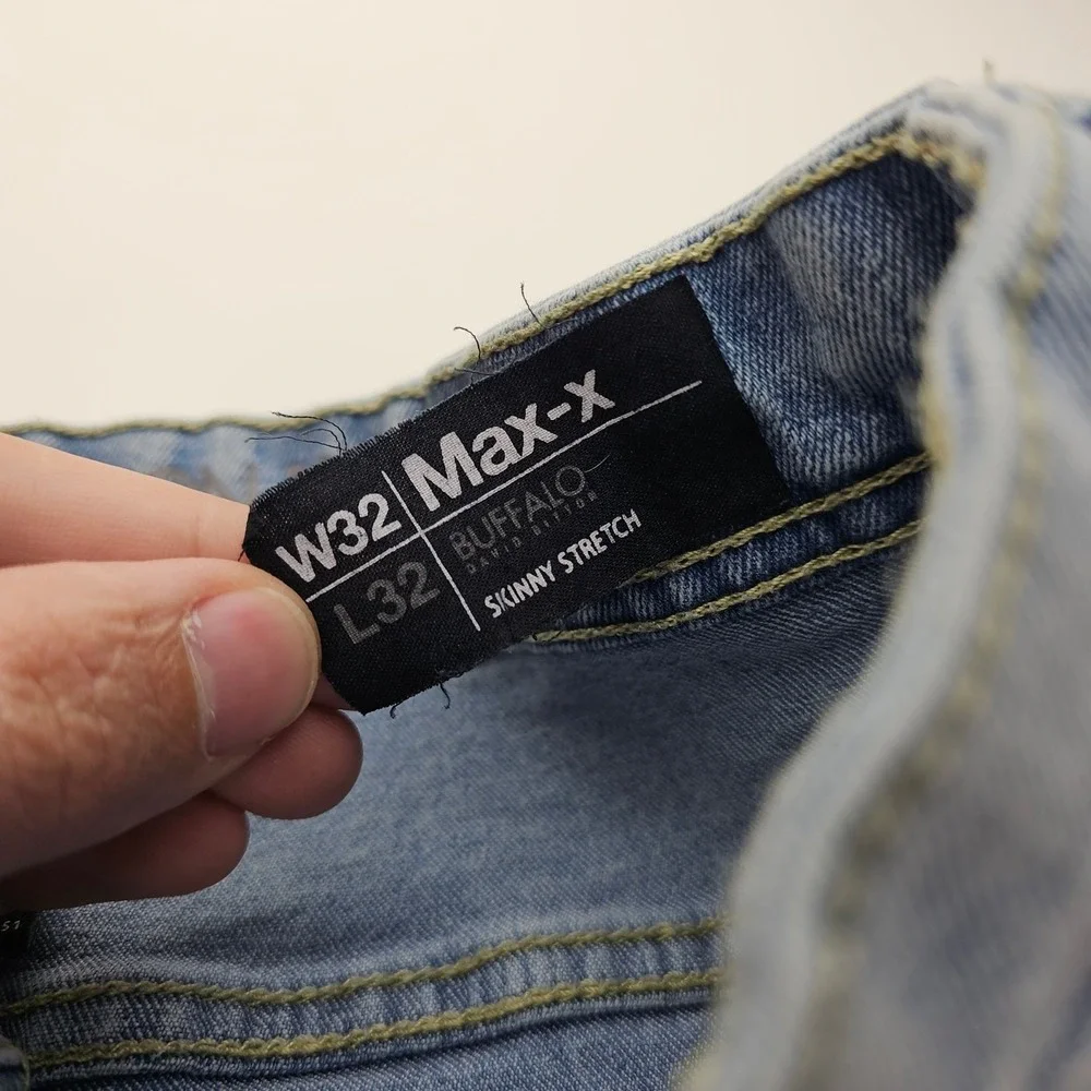 Buffalo David Bitton Max-X Skinny Stretch Jeans Light Wash Denim mens 32x32